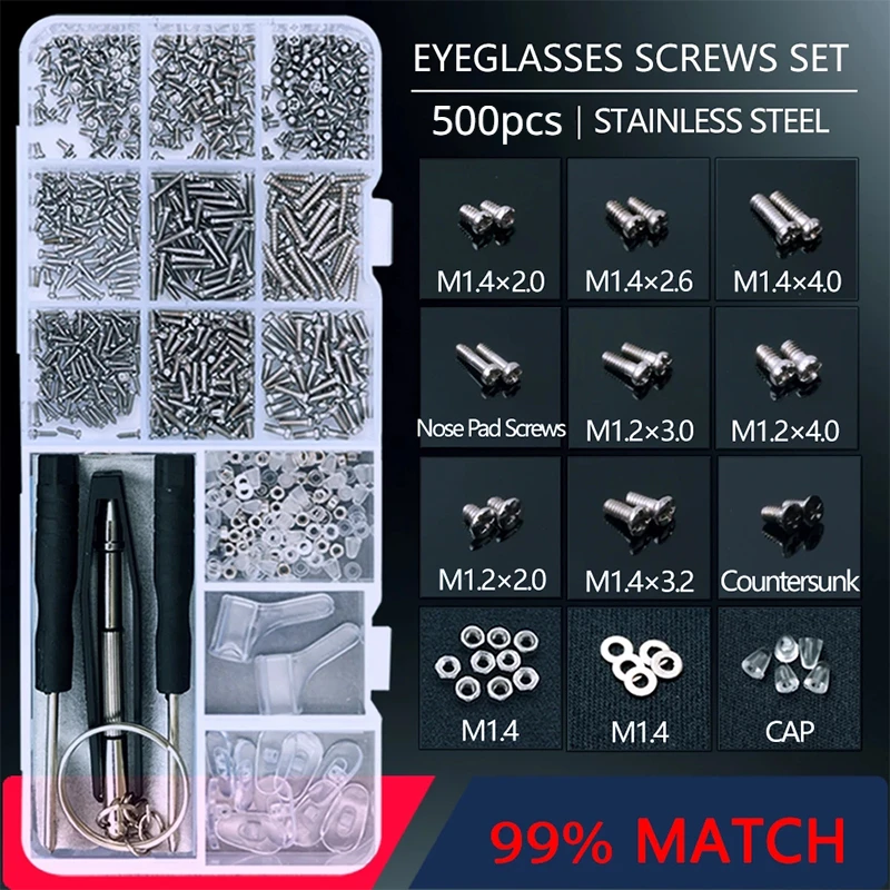 Nuts Mix - 500 buah kacamata hitam Kit reparasi