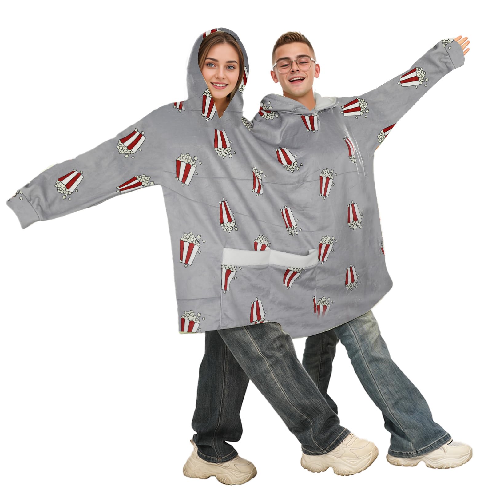 Popcorn - Piyama Hoodie Pasangan Motif Popcorn, Onesies