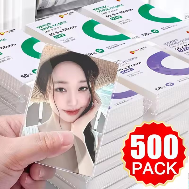 Popcorn - 500Pcs Pelindung Kartu Korea HD Transparan,