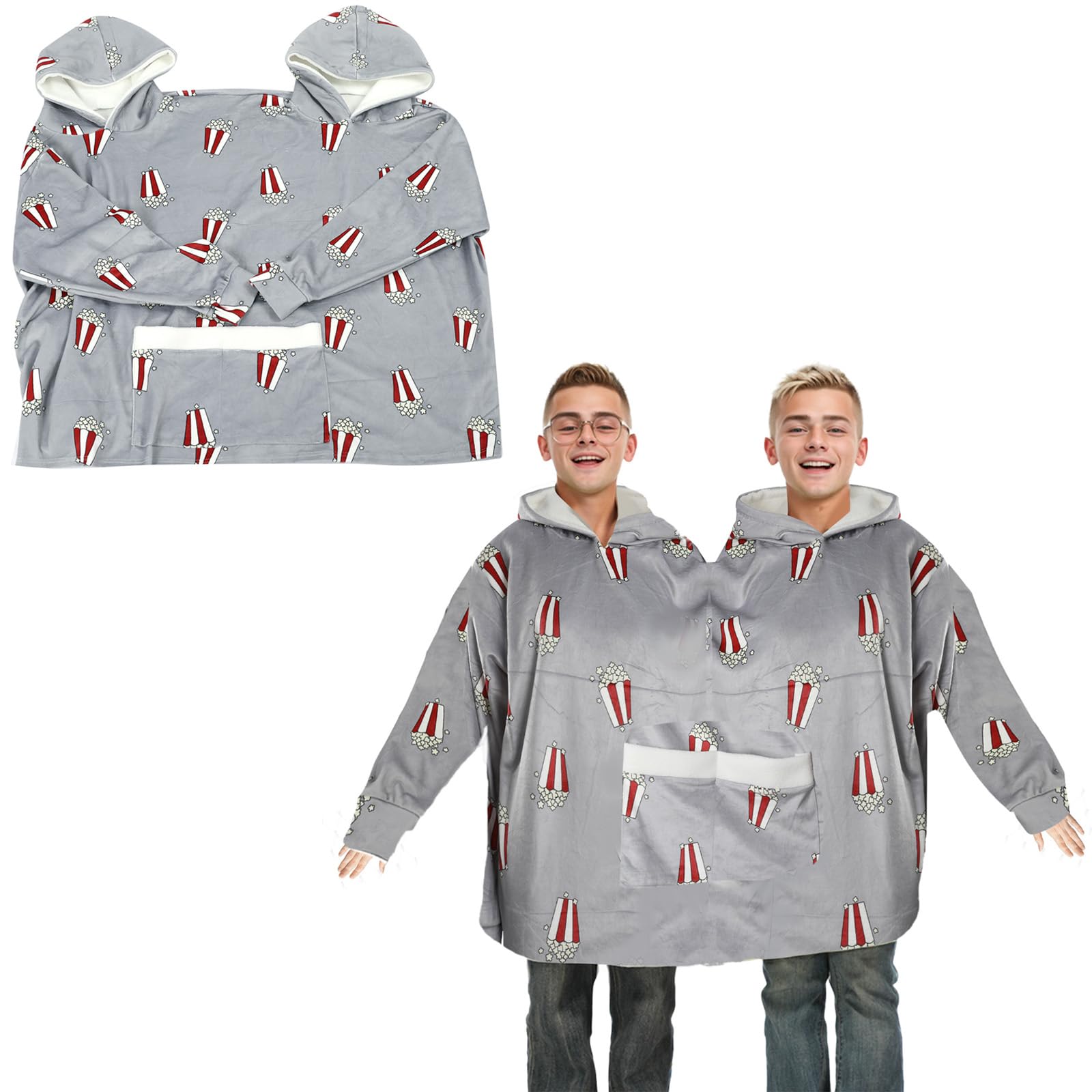 Piyama Hoodie Pasangan Motif P - Popcorn ulasan dan harga