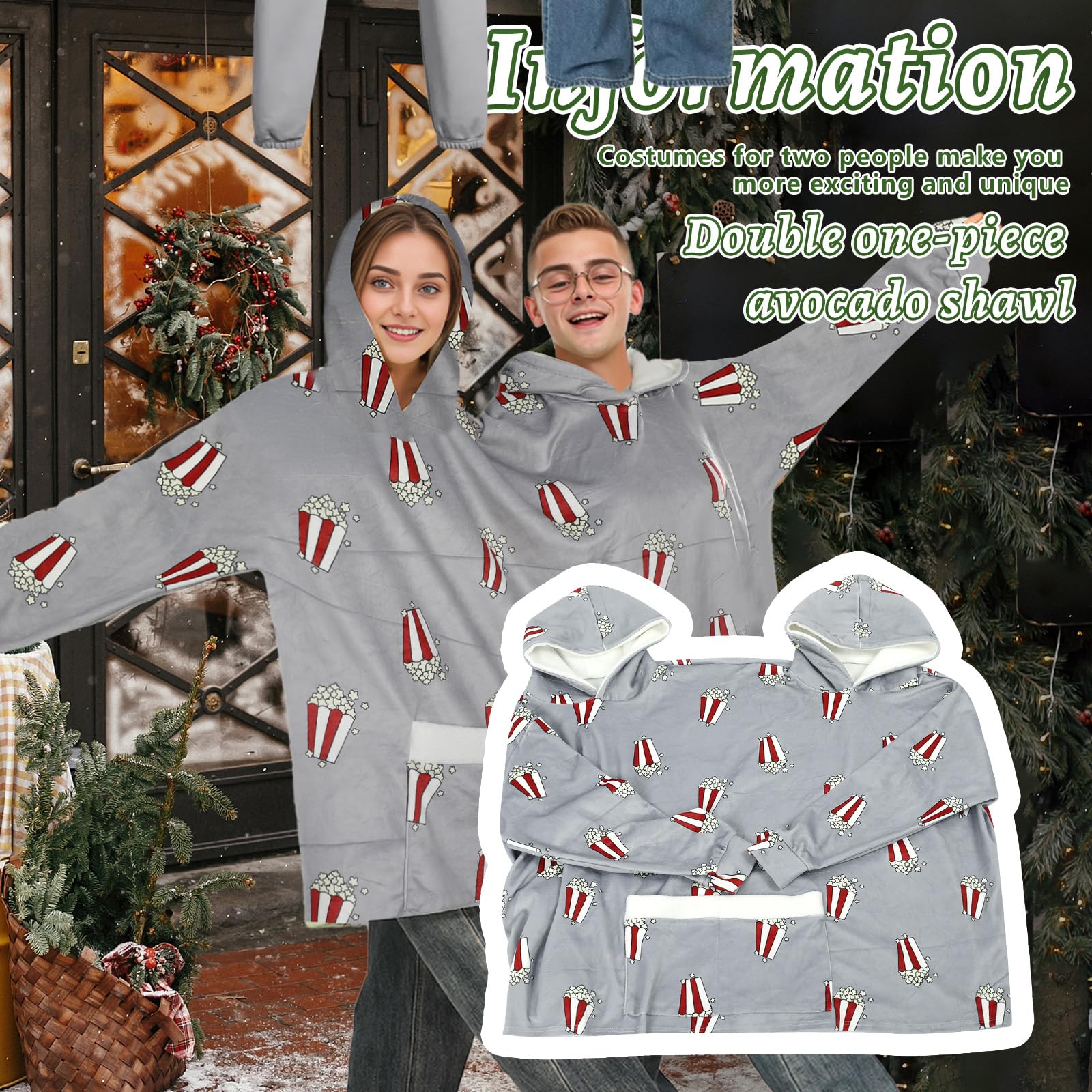 Piyama Hoodie Pasangan Motif P - Popcorn ulasan dan harga