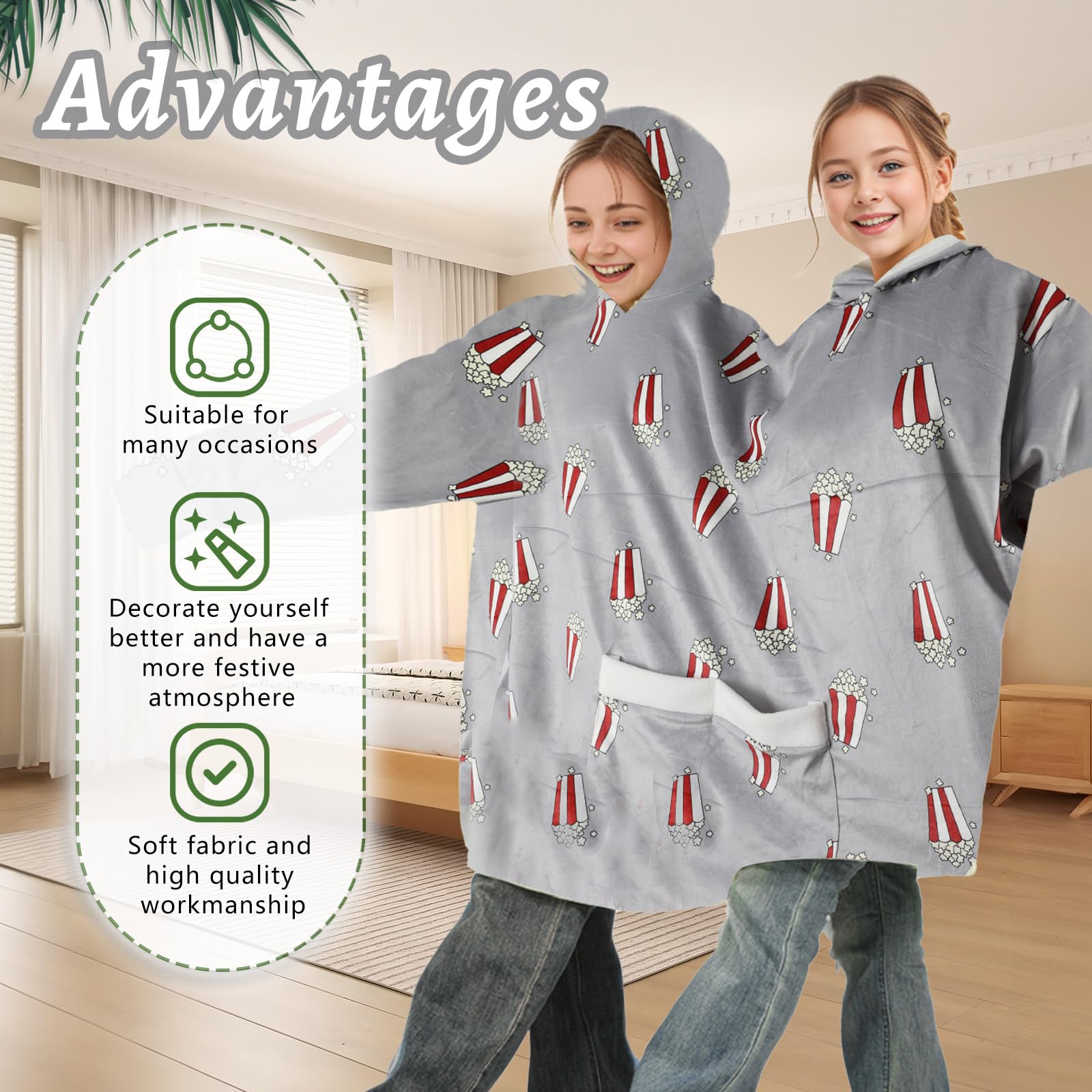 Piyama Hoodie Pasangan Motif P - Popcorn ulasan dan harga